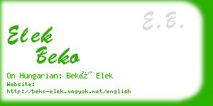 elek beko business card